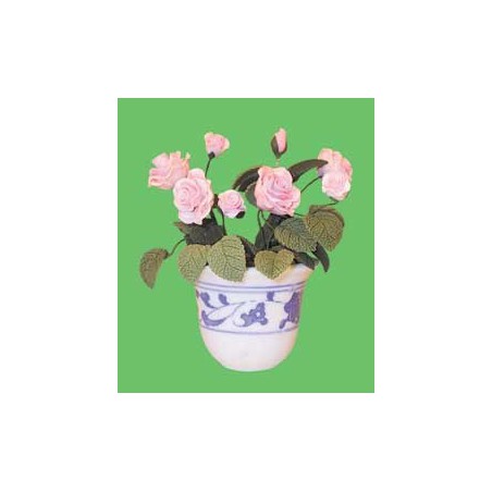 ZZ- MACETON AZUL CON ROSAS