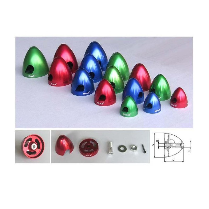 CONO ALUMINIO EP 38MM 3.2/4MM M6 ROJO MIRACLE