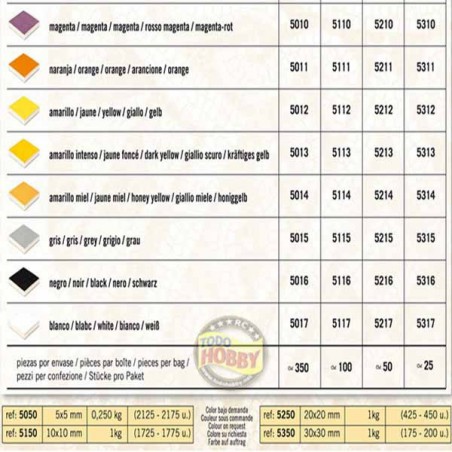 TESELA ESMALTADA 10X10mm BLANCO (100u. aprox.) AEDES