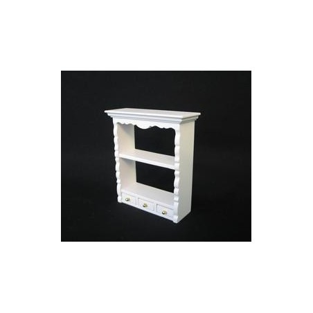 ESTANTERIA COCINA C/ MOLDURA Y CAJONES BLANCA