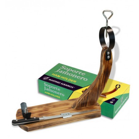 PORTAJAMONERO HERRAJE NEGRO, COLOR MADERA QUEMADA