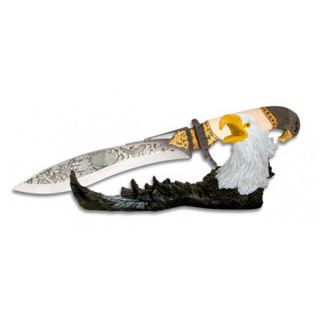 CUCHILLO DECORACION EAGLE C/ PEANA RESINA, H/ 27cm