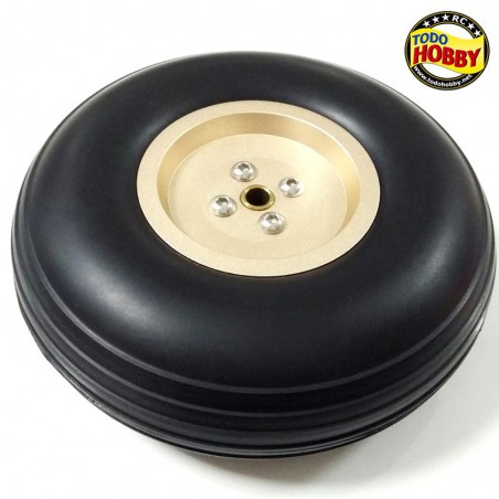 RUEDA GOMA LLANTA ALUMINO DORADO 100MM