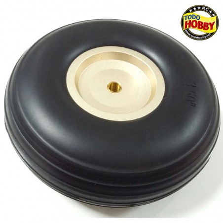 RUEDA GOMA LLANTA ALUMINO DORADO 89mm