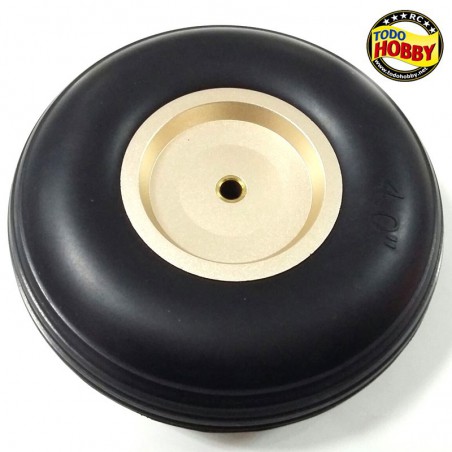 RUEDA GOMA LLANTA ALUMINO DORADO 114mm