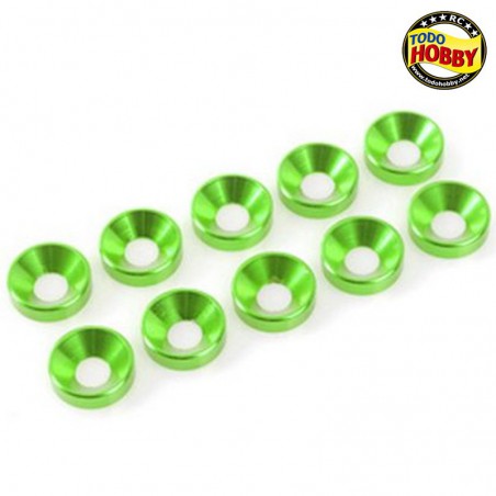 ARANDELA AVELLANADA ALUMINIO M4 VERDE (10 UNDS)