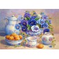 PUZZ  APRICOT AND BLUE PANSIES (500)