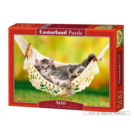 PUZZ  KITTEN IN HAMMOCK  (500)