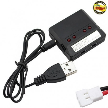 CABLE DE CARGA USB LIPO 3.7 CON LED HASTA 4 BATERIAS