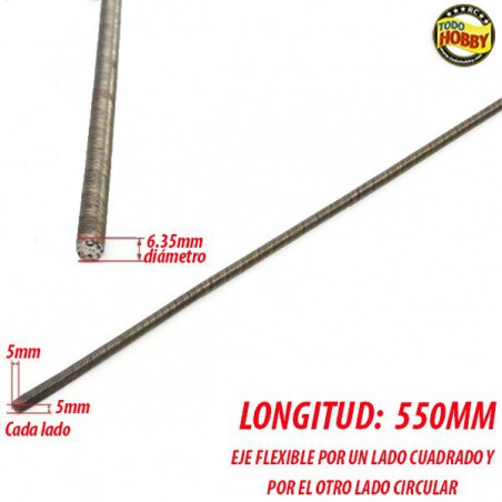 EJE FLEXIBLE NOR. RED. (6.35) CUAD. (5X5) 550MM