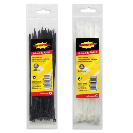 BRIDAS 4X200MM BLANCAS O NEGRAS