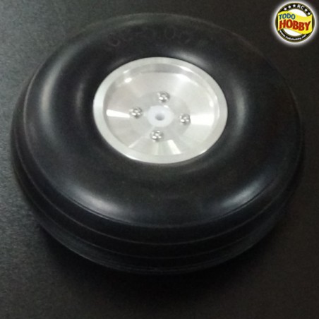 RUEDA GOMA LLANTA ALUMINIO 127mm EJE 5mm (1 unidad)