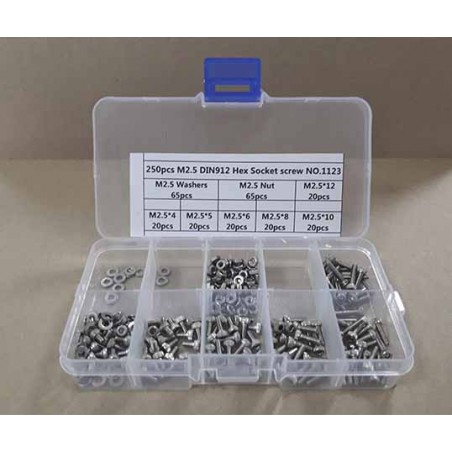TORNILLERIA HEXAGONAL M2,5 DIN912-1123 250PCS