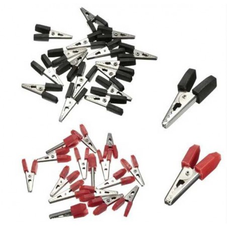 PINZAS DE COCODRILO PARA BATERÍAS, PAREJA ROJO/NEGRO