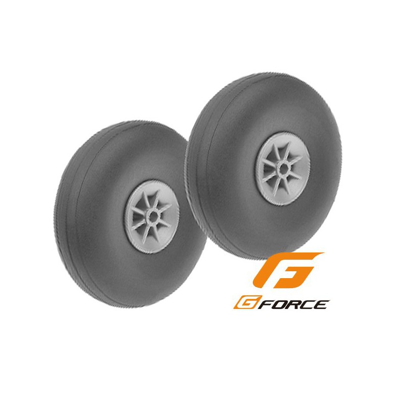 RUEDA CON GOMA 70MM EJE 4MM G-FORCE (2 UNDS)
