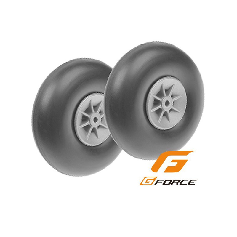 RUEDA CON GOMA 90MM EJE 4MM G-FORCE (2 UNDS)