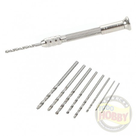 MINI TALADRO MANUAL DE ALUMINIO CON 10 BROCAS