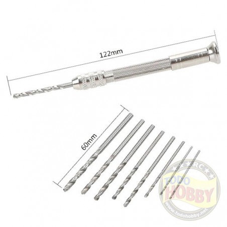 MINI TALADRO MANUAL DE ALUMINIO CON 10 BROCAS