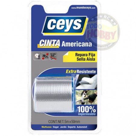 CINTA AMERICANA TACKCEYS PLATA BLISTER 5Mx50MM