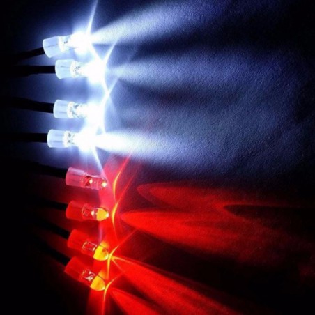 JUEGO 8 LED CON SOPORTE (4 ROJOS Y 4 BLANCOS)