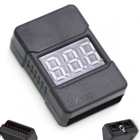 COMPROBADOR VOLTAJE LIPO 1-8S CON AVISADOR Y CAJA