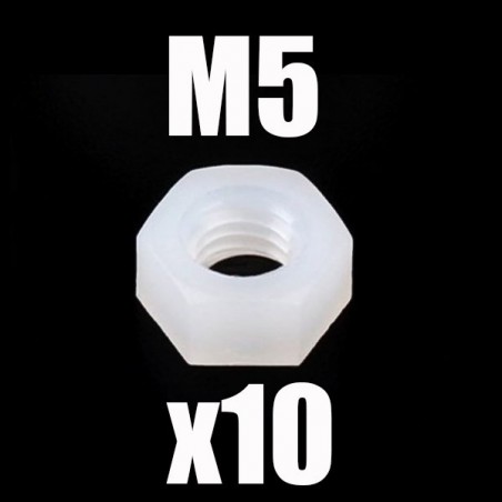 TUERCA NYLON M5 10 UNIDADES