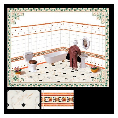 ZZ AZULEJOS BLANCOS CENEFA ROJA 33 X 18CM