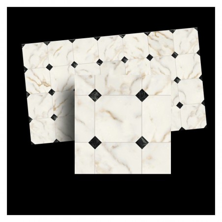 ZZ SUELO MARMOL (imit.) BL/ROMBO NEGRO 33 X 33CM