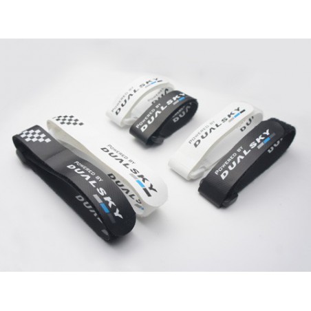 CINTA VELCRO 200mm CON PASANTE PLASTICO DUALSKY (2 color blanco y 2 color negro)