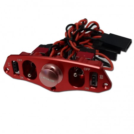 INTERRUPTOR DOBLE BATERIA Y TOMA ALUMINIO ROJO MIRACLE