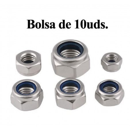 TUERCA AUTOBLOCANTE  NYLON M6 (10 UNIDADES)