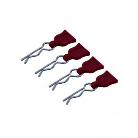 CLIPS CARROCERIA CON TIRADOR GOMA ROJO 4 UNIDADES