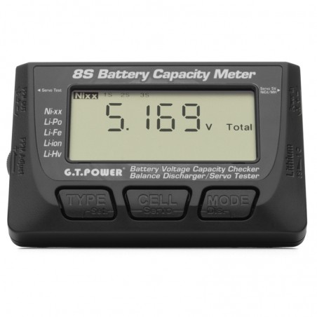COMPROBADOR BATERIA LIPO 1-8S NI-MH GTPOWER