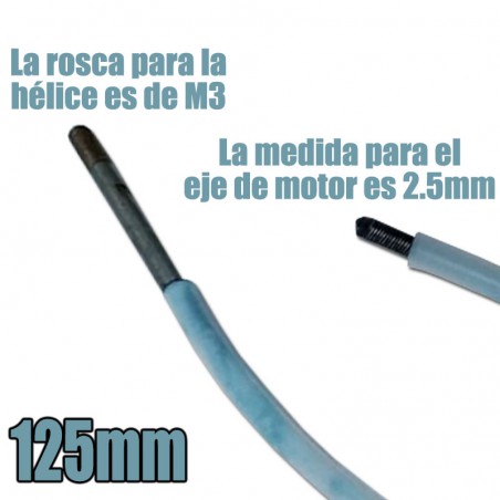 EJE FLEXIBLE 125mm AL MOTOR 2.5mm PARA HELICE M3 JOYSWAY VEE&CAT