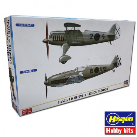 MAQUETA 1:72 AVION HE51 B-1 Y BF109E-3 "LEGION CONDOR"  HASEGAWA