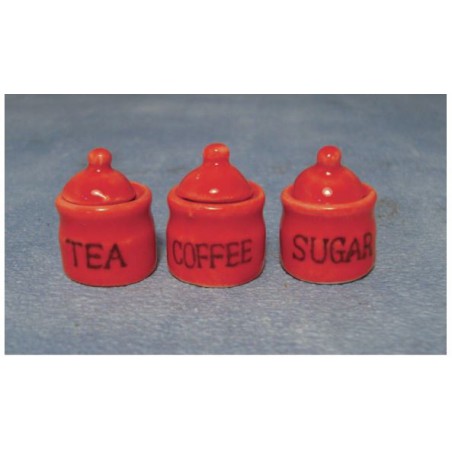 ZZ TARROS DE CERAMICA ROJOS P/CAFE,AZUCAR Y TE