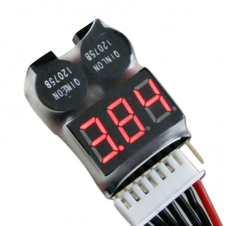 INDICADOR NIVEL BATERIA LIPO 1-8S Y AVISADOR ACUSTISCO