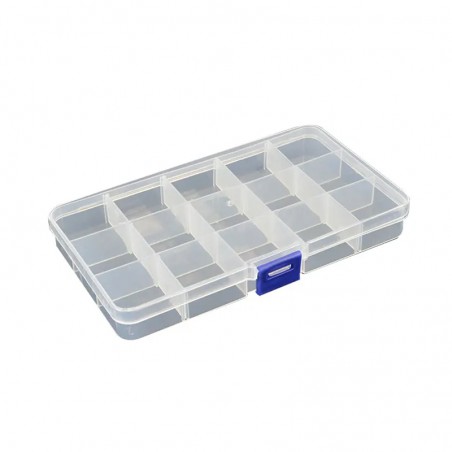 CAJA ACESORIOS TRANSPARENTE 175X100MM (15 HUECOS)