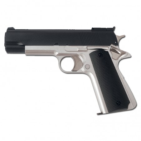 PISTOLA AIRSOFT BULLET GAS NEGRA/PLATA