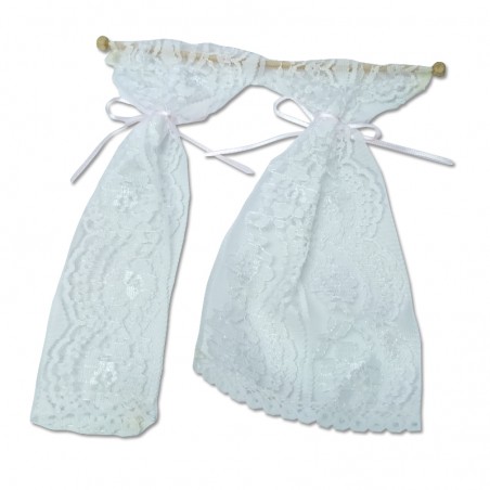 CORTINAS ENCAJE BLANCAS (Barra ancho 173mm y tela largo 174mm) 1/12