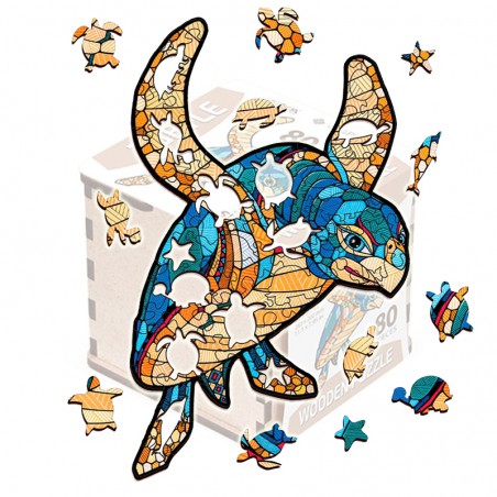 PUZZLE TORTUGA 80 PIEZAS CAJA MADERA