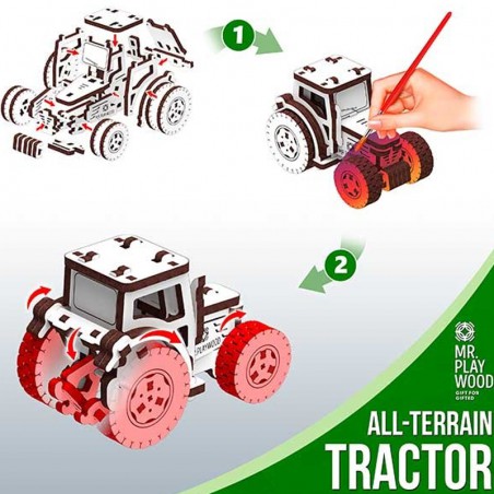 MAQUETA MADERA TRACTOR TODOTERRENO 60 PIEZAS MR. PLAYWOOD