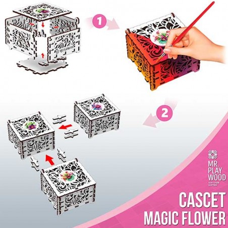 MAQUETA PUZZLE FLOR MAGICA MADERA 16 PIEZAS