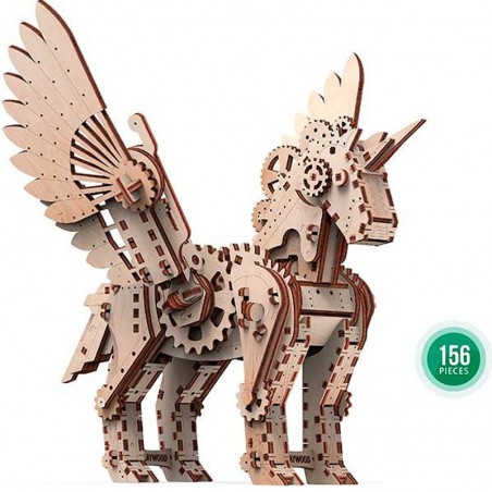 MAQUETA UNICORNIO MADERA MECANICA 140 PIEZAS