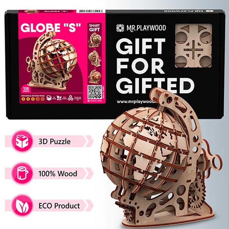 ROBOTIME Puzzle 3D Luminous Globe Wood, Model Kits for Building Adults, Mechanics Construction Crafts Kits ROBOTIME Puzzle 3D Luminous Globe Wood, Model Kits for Building Adults, Mechanics Construction Crafts Kits