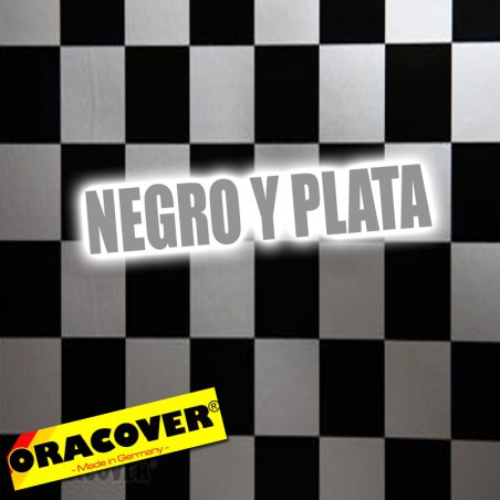 ORACOVER CUADROS PLATA/NEGRO MEDIANO 0,5m ojoooo