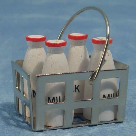 ZZ CESTA METALICA CON BOTELLAS DE LECHE