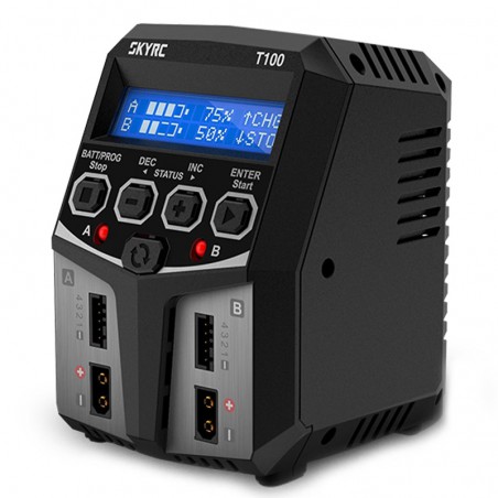 CARGADOR SKYRC T100 DUO LIPO 2-4S 0.1-5A (2X50W)