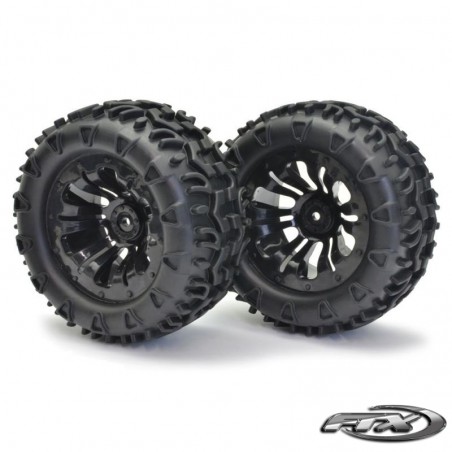 RUEDAS COMPLETAS MONSTER 1/10 NEGRA (PAREJA) FASTRAX