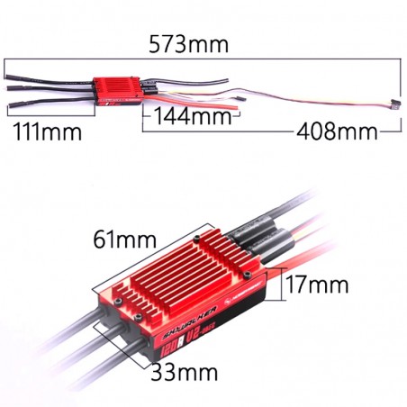 VARIADOR BRUSHLESS 120A V2 3-8S SKYWALKER HOBBYWING